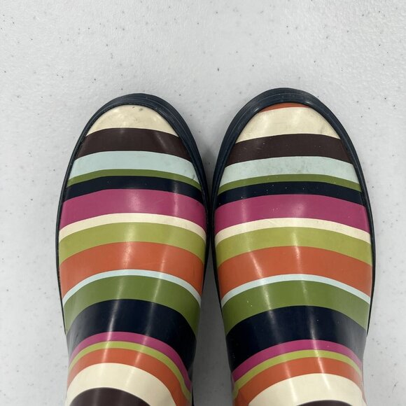 Coach Womens Striped Rain Boots Multicolor Rubber Size 6B - Picture 4 of 10